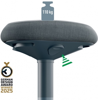 Scaun ergonomic Leitz Ergo, pozitie sezut/ in picioare, inaltime reglabila (47-64 cm), gri-carbune